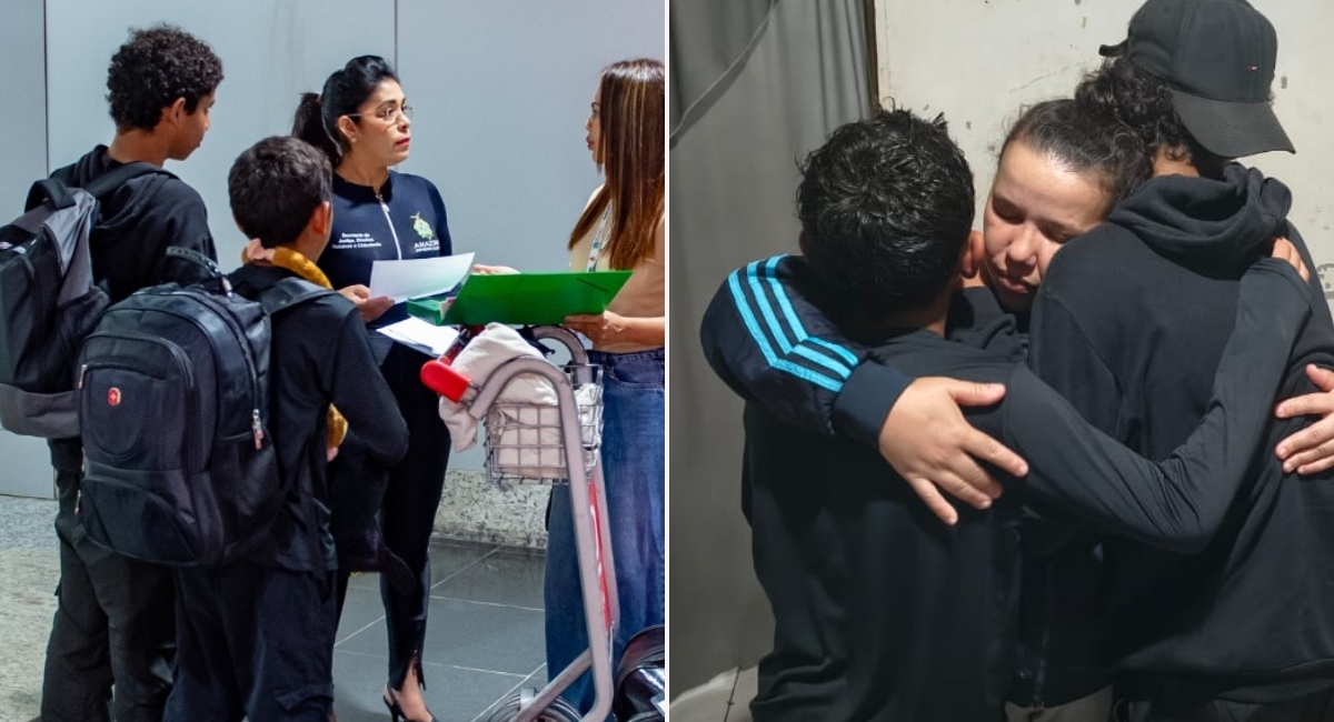 Irmãos deixados por tia em abrigo de Manaus retornam a Santa Catarina para viver com a mãe