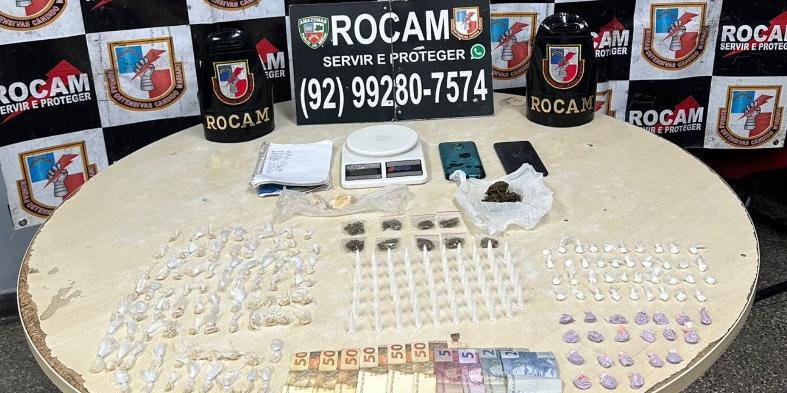 Polícia Militar desarticula boca de fumo e prende homem no bairro Tancredo Neves, em Manaus