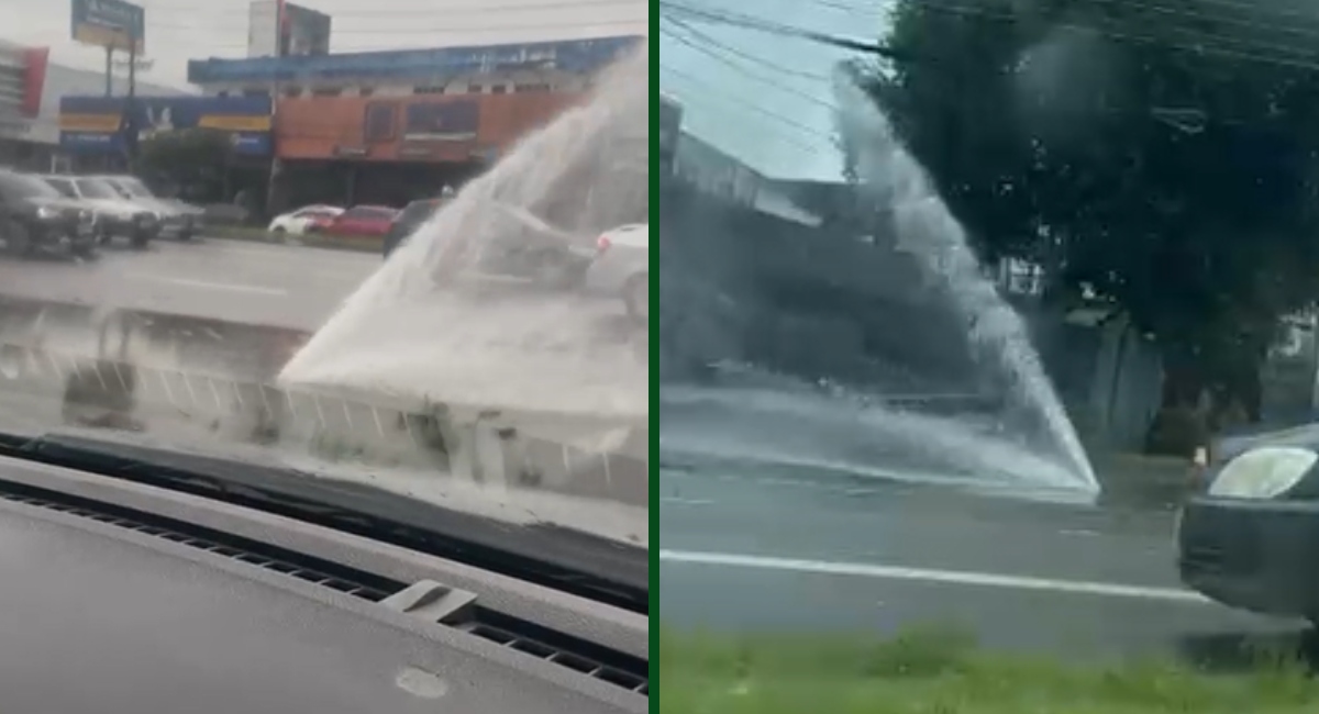 Vazamento em tubulação de água afeta abastecimento na Torquato Tapajós, em Manaus