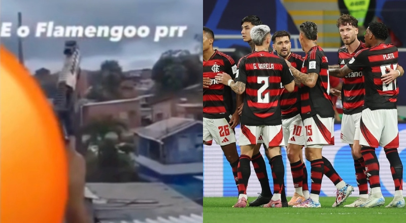 Homem é flagrado atirando com fuzil para o alto durante jogo do Flamengo na Compensa, em Manaus
