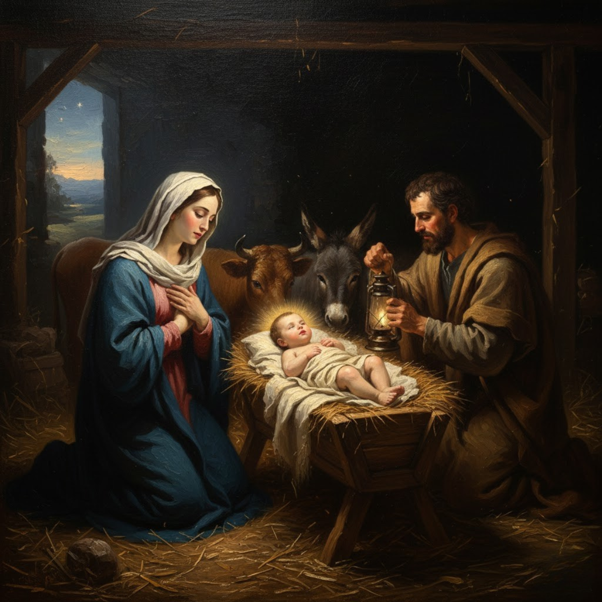 The Birth of Jesus in a Manger