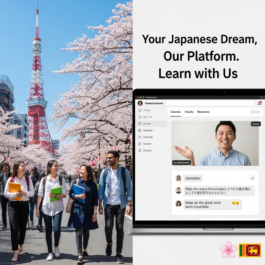 A friendly Japanese teacher in a classroom.
