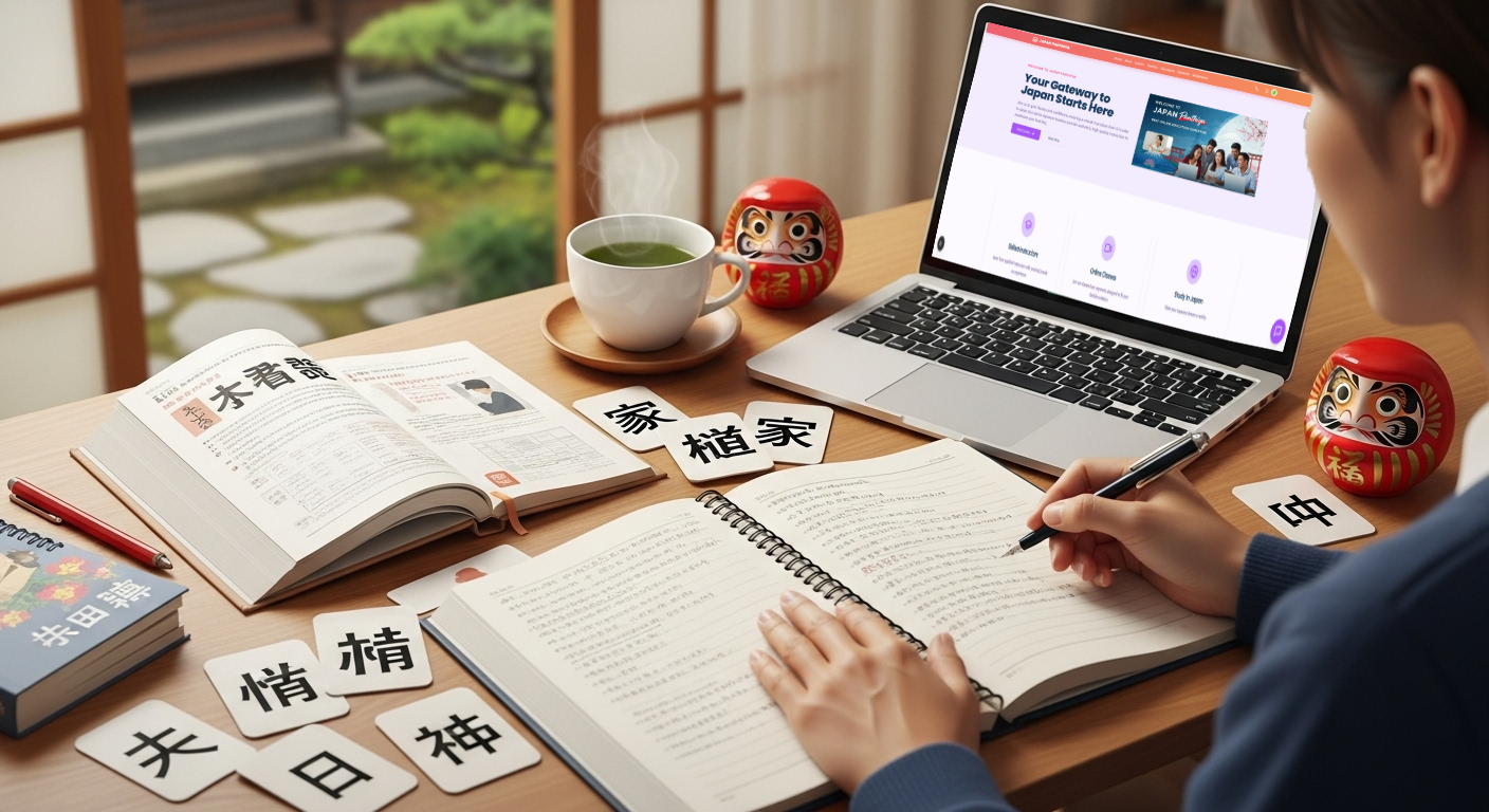 Textbook and study materials for the JLPT N5 level.