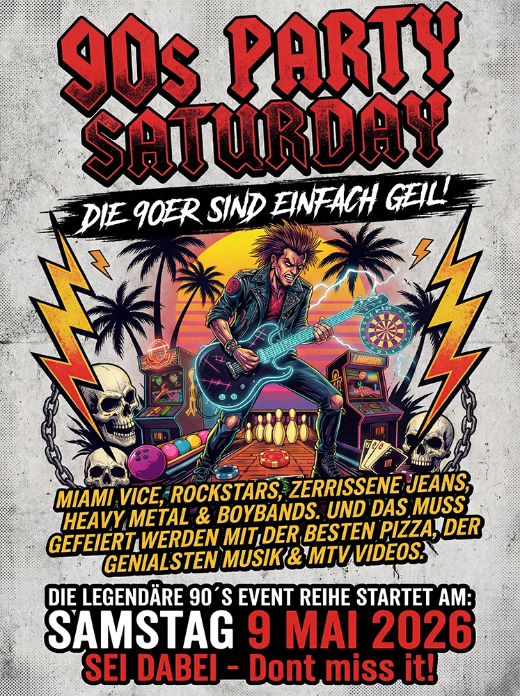 90s PARTY SATURDAY – DIE LEGENDÄRE 90ER-EVENTREIHE
