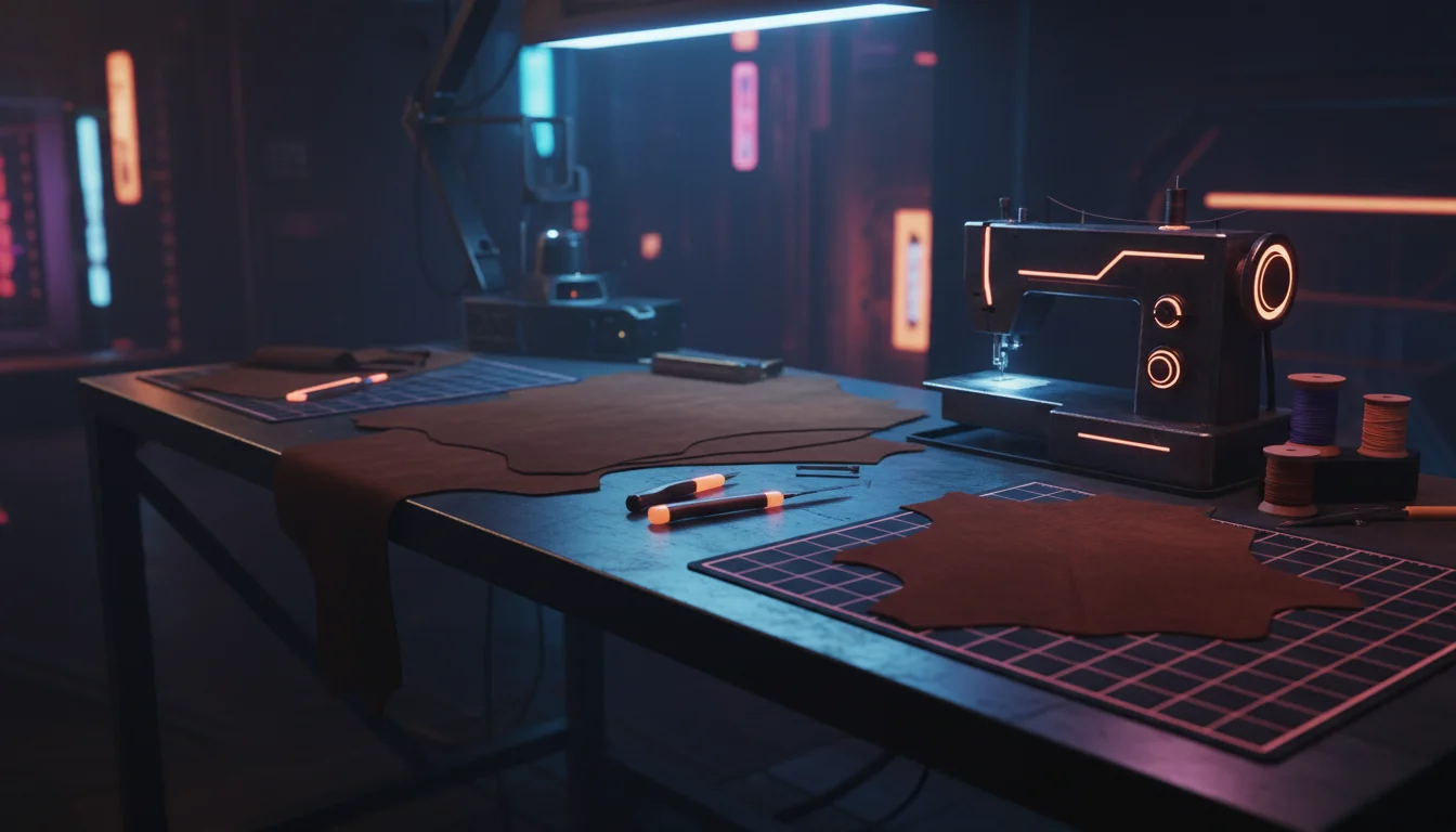 A leatherworker using precision tools on a piece of high-quality hide.