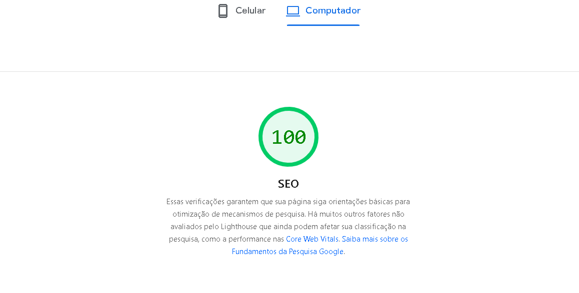 Exemplo de SEO