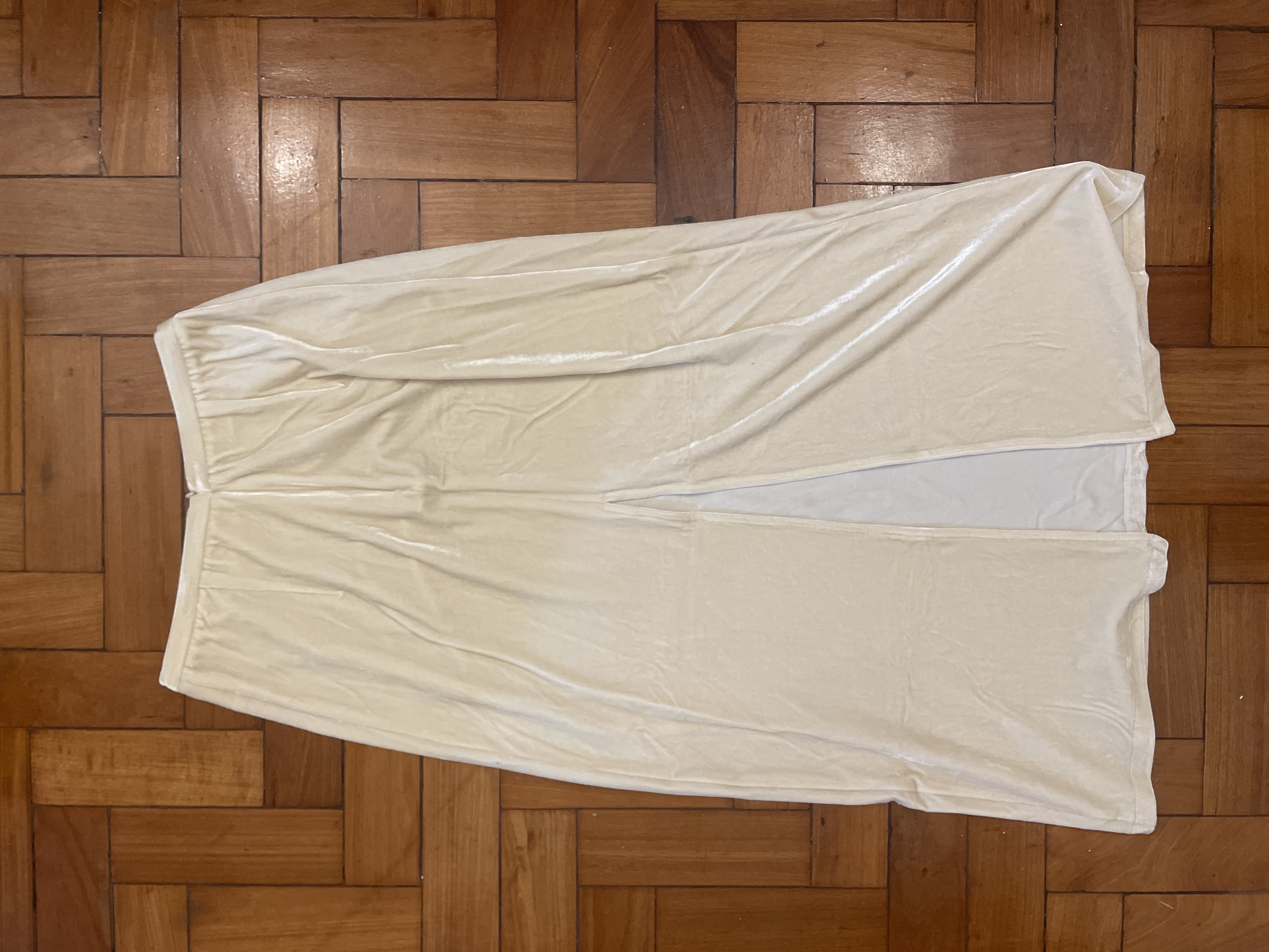 Saia Midi de Veludo Off-White miniatura 2