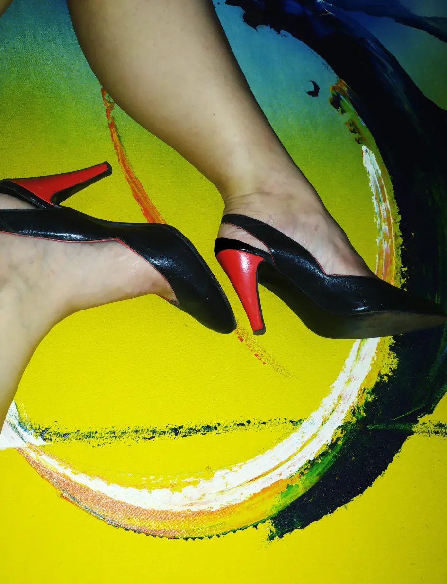 Sapato bicolor preto e vermelho - Tamanho 36