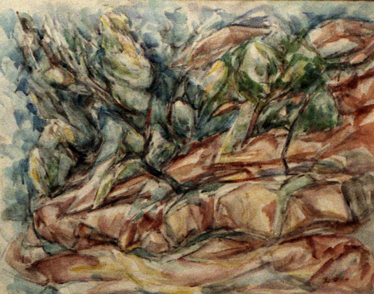 Boomgaard (rode achtergrond)