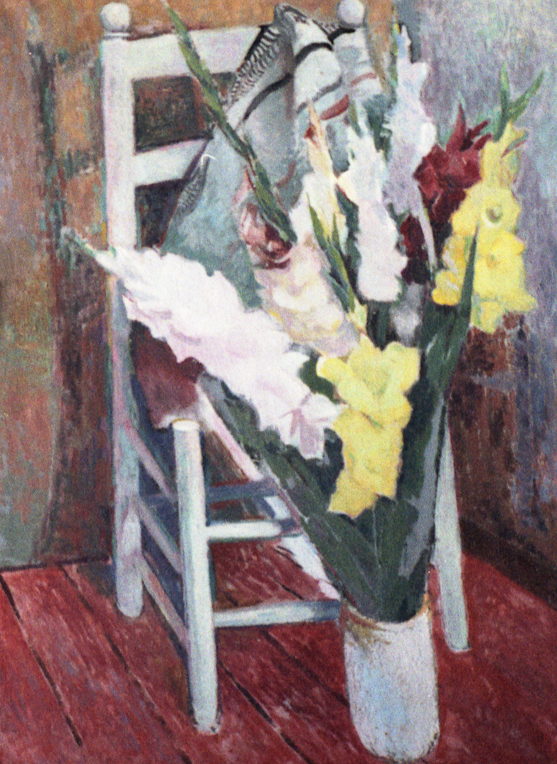 bloemen op stoel