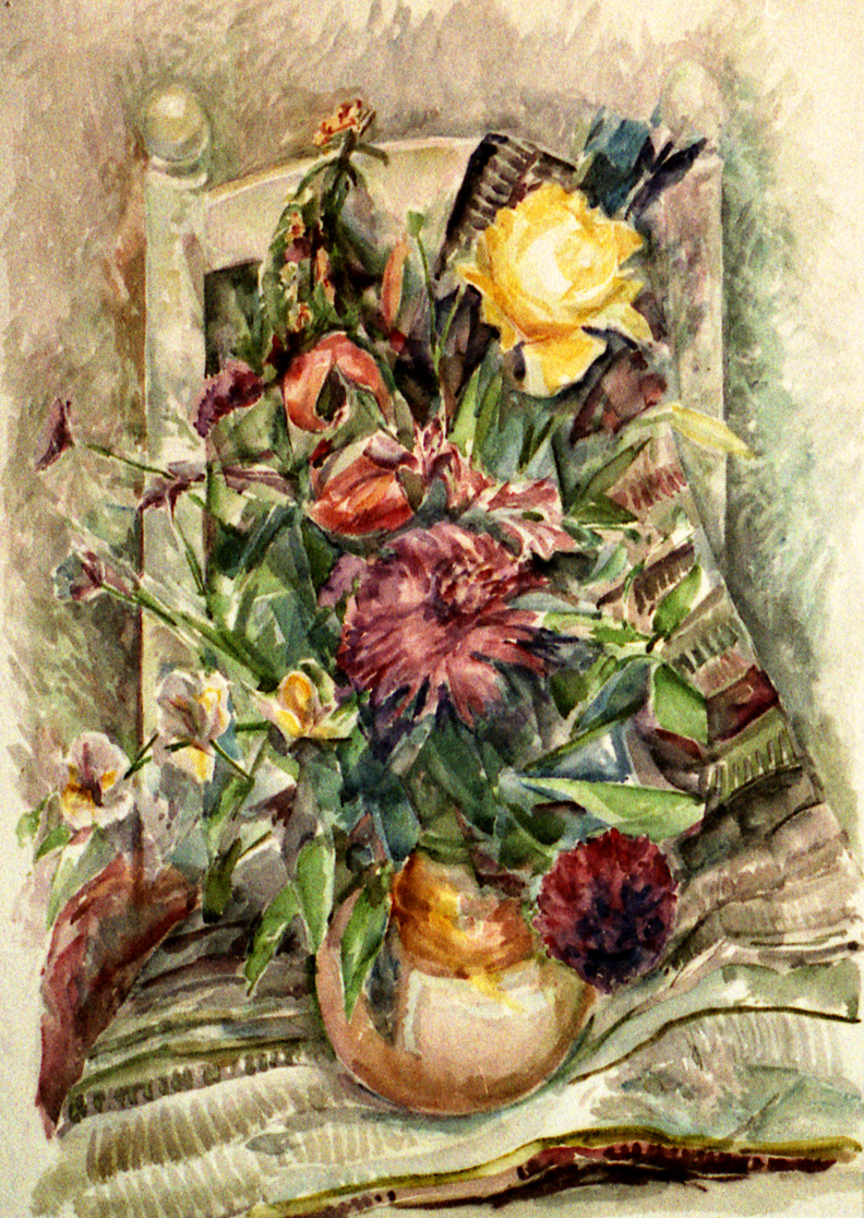 bloemen op stoel