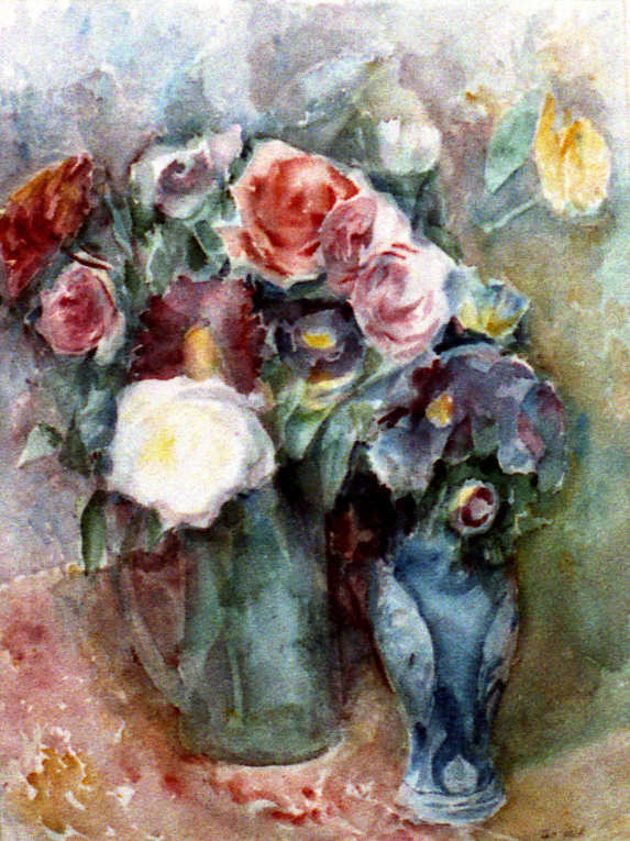 twee bloemenvazen