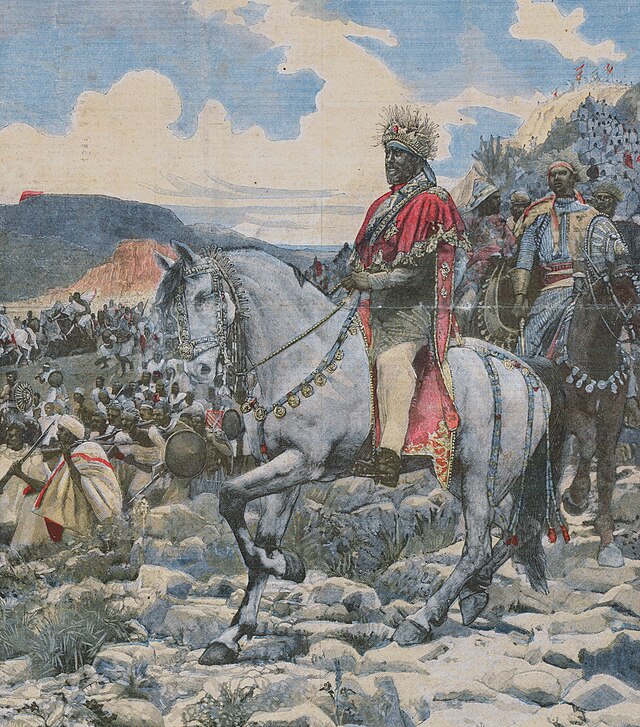 Painting of the Battle of Adwa with Emperor Menelik II.