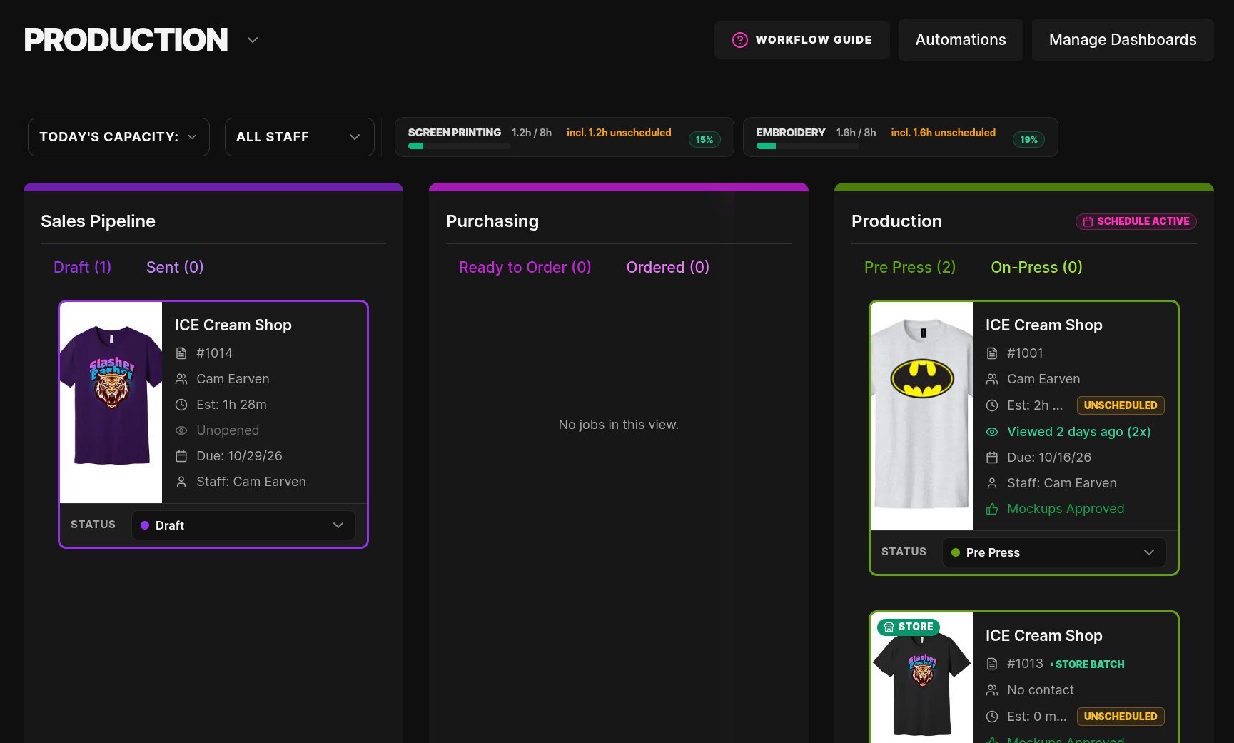 New Feature: Production & Decoration Department Capacity Tracking!
