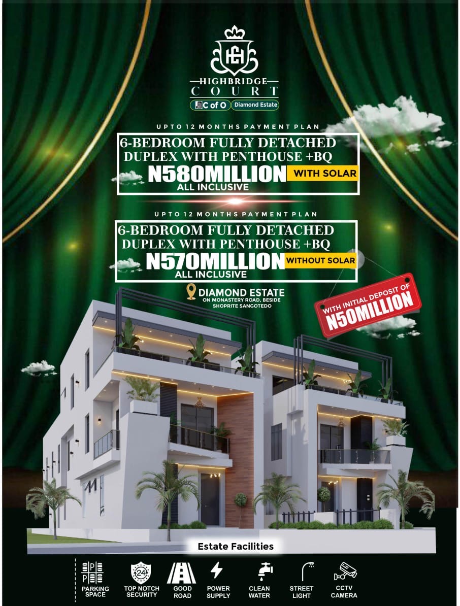 Looking for a premium in an already thriving estate along monastery road? Highbridge Court1 should be your choice - Diamond Estate, Sangotedo