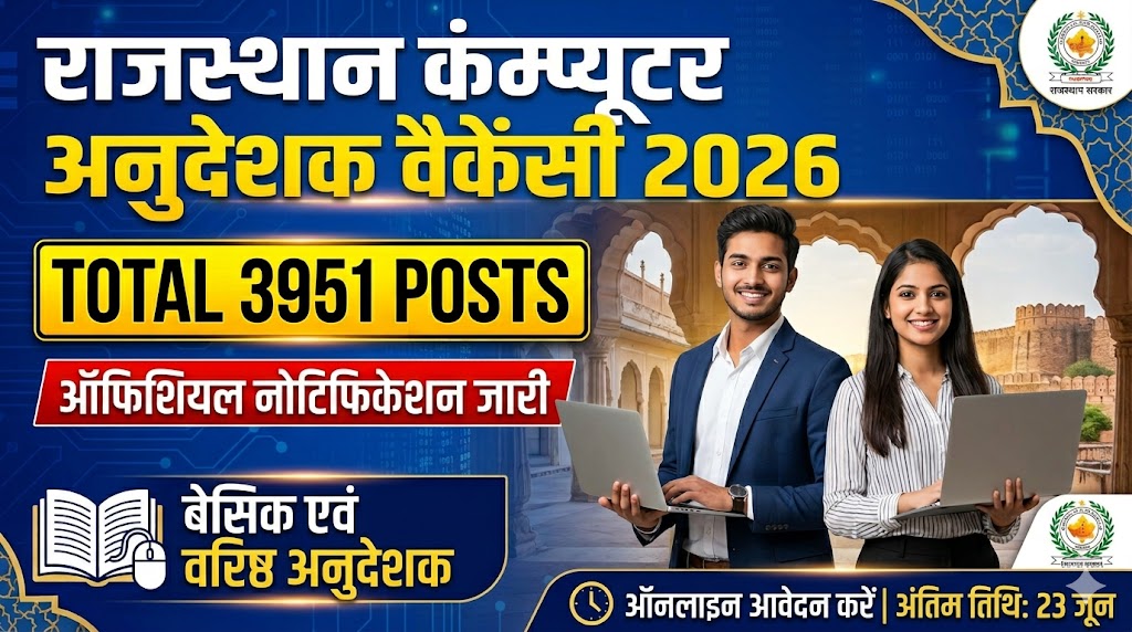 Rajasthan Computer Instructor Vacancy 2026: 3951 पदों पर सीधी भर्ती का नोटिफिकेशन जारी