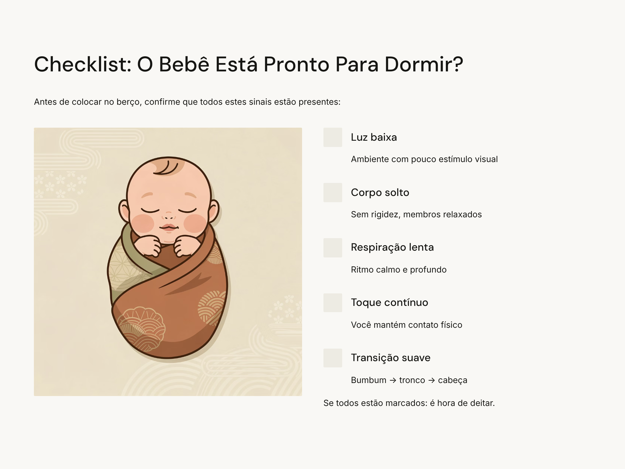 Screenshot of the 'Is the Baby Ready to Sleep?' checklist