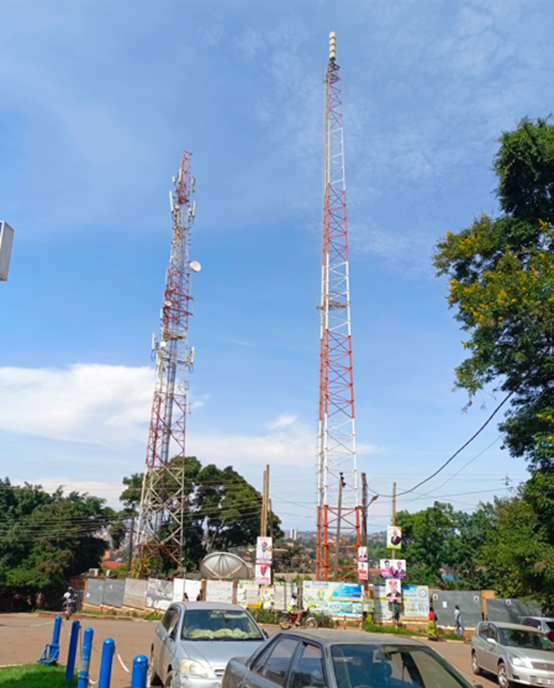 Television and radio broadcast masts.