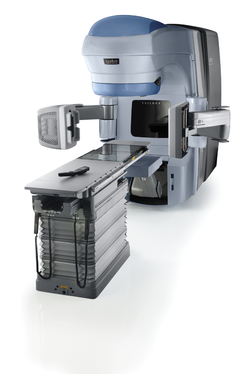 A Varian Trilogy medical linear accelerator.