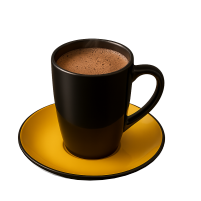 A white cup of hot chocolate.