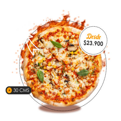 Promotional image of a pizza.