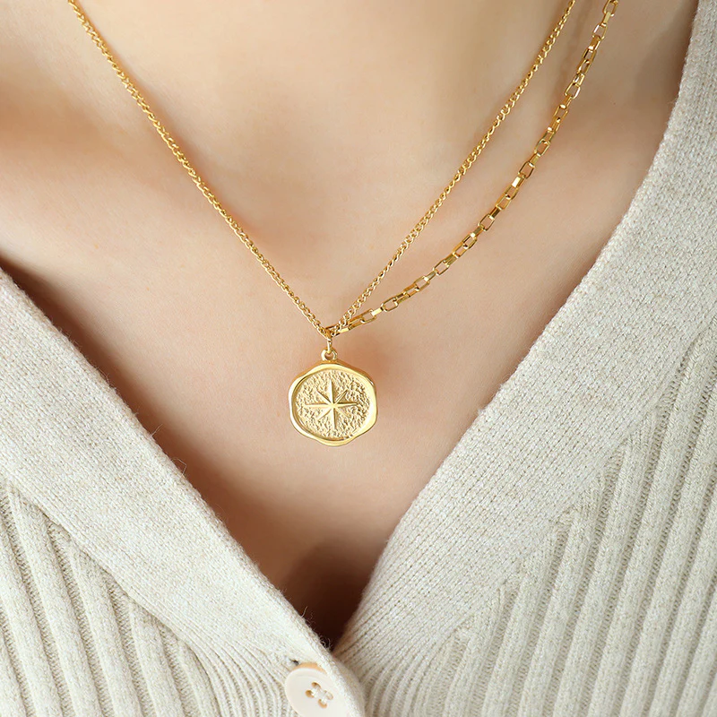 Stjernesegl halskæde 18k guldbelagt