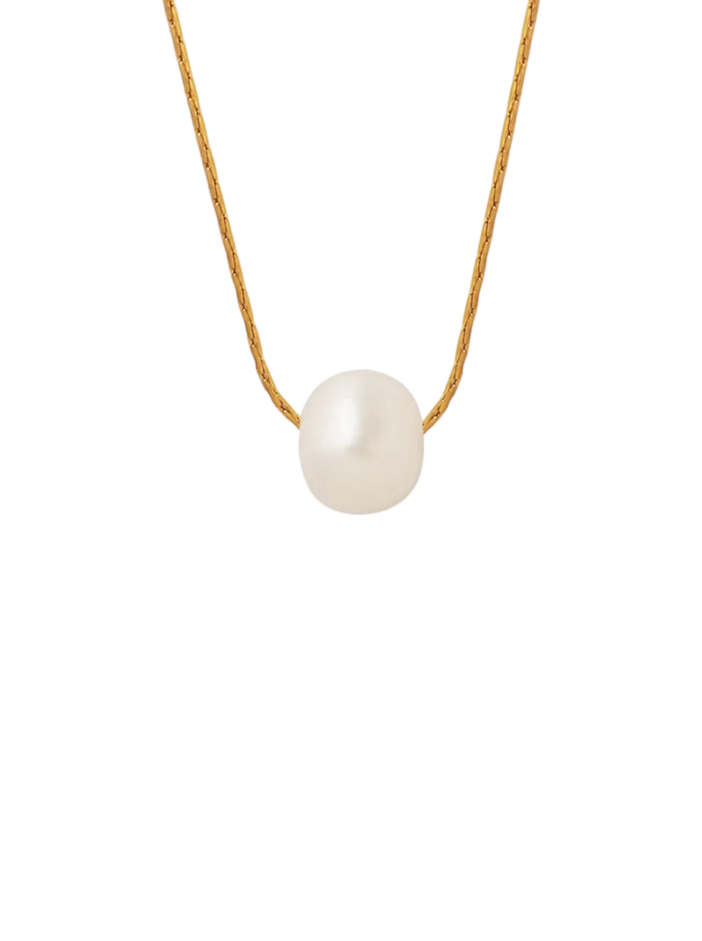 Havperle halskæde 18k guldbelagt