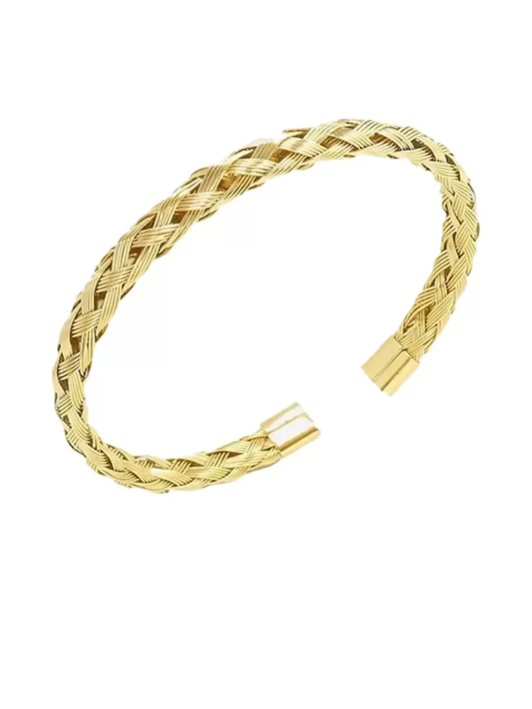 Gylden Væv Manchet armbånd 18k guldbelagt