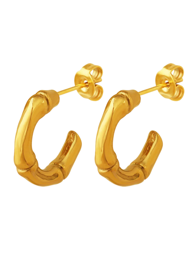 Zana Gyldne Bambus øreringe 18k guldbelagt