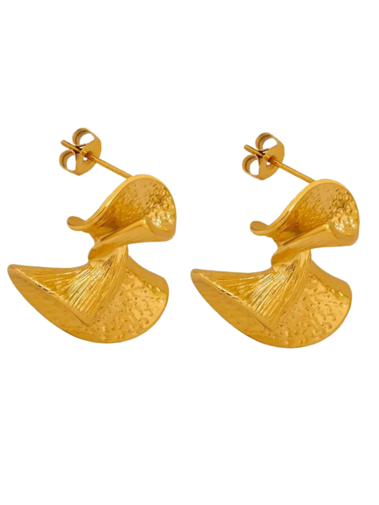 Lana Gyldne Ginkgo-Drej øreringe 18k guldbelagt