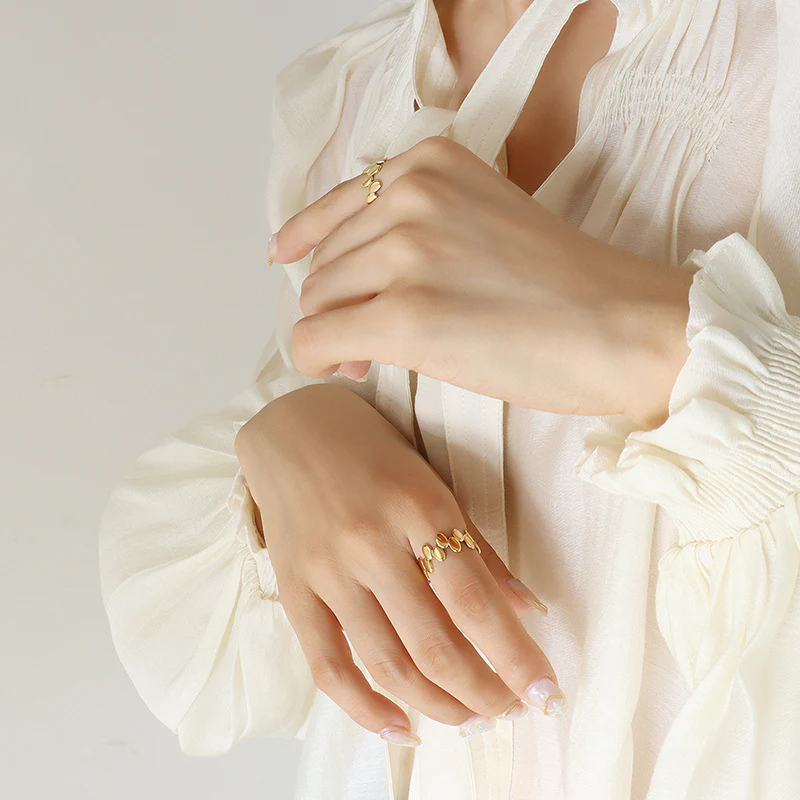 Gylden Perlesymfoni ring 18k guldbelagt