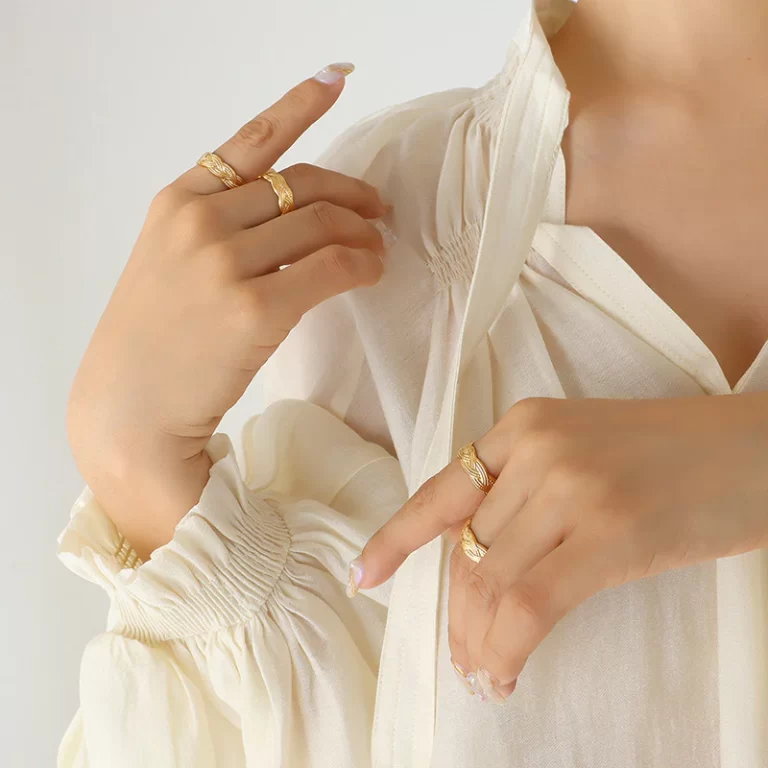 Gyldent Vævet Bånd ring 18k guldbelagt