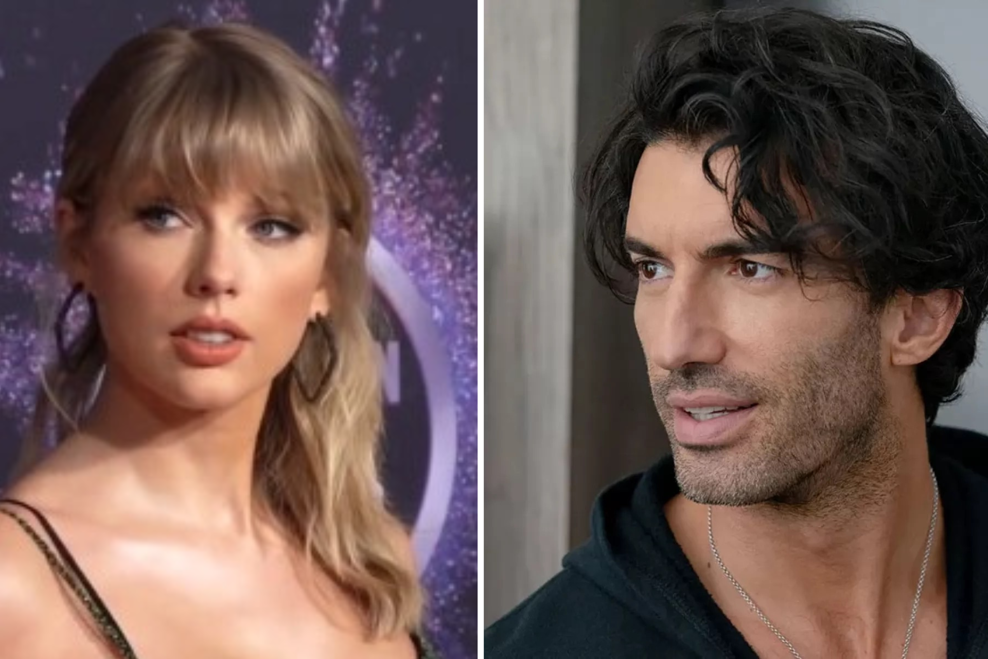 Taylor Swift and Blake Lively with a text message overlay.