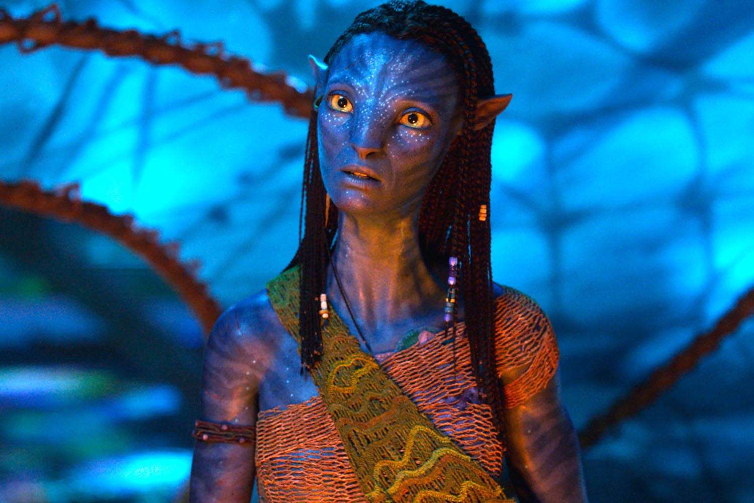 Scene from Avatar: Fire and Ash with the new 'Ash People' Na'vi tribe.