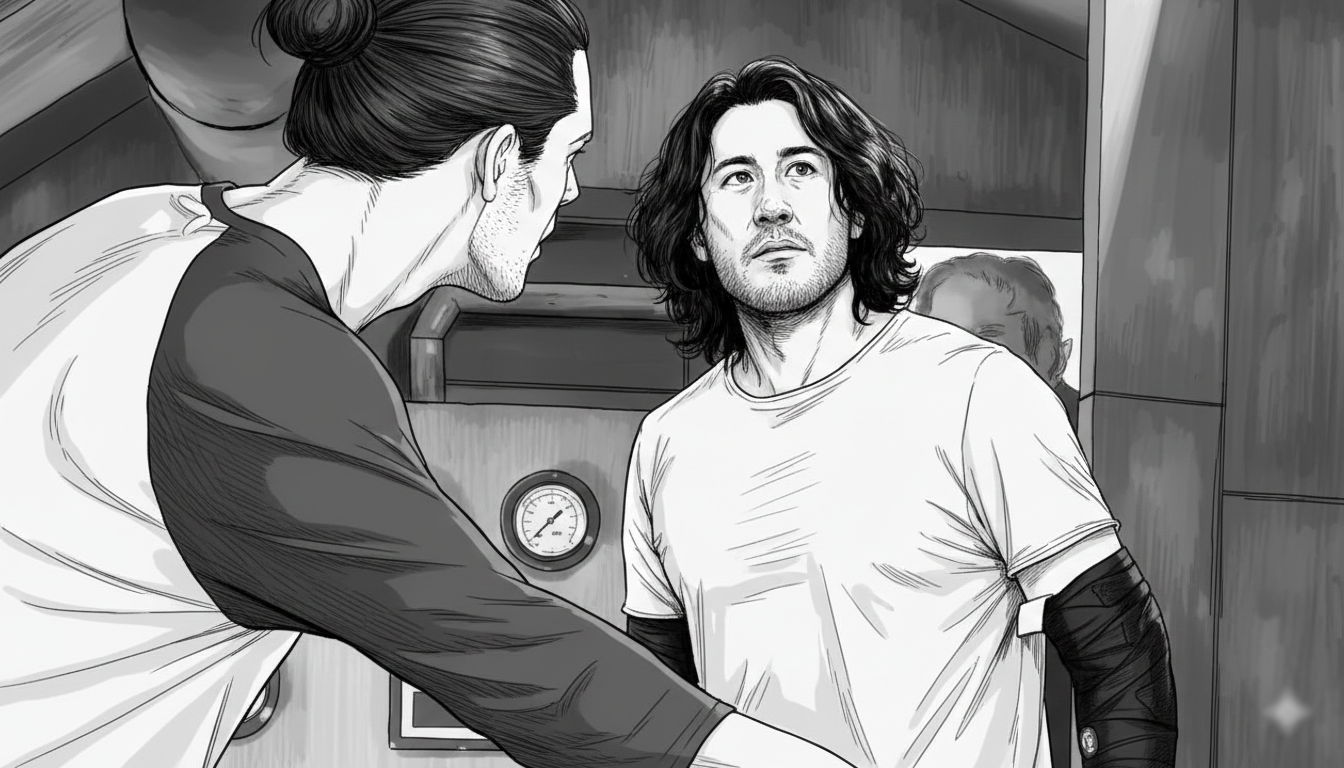 Markiplier in a cinematic shot from the Iron Lung movie.