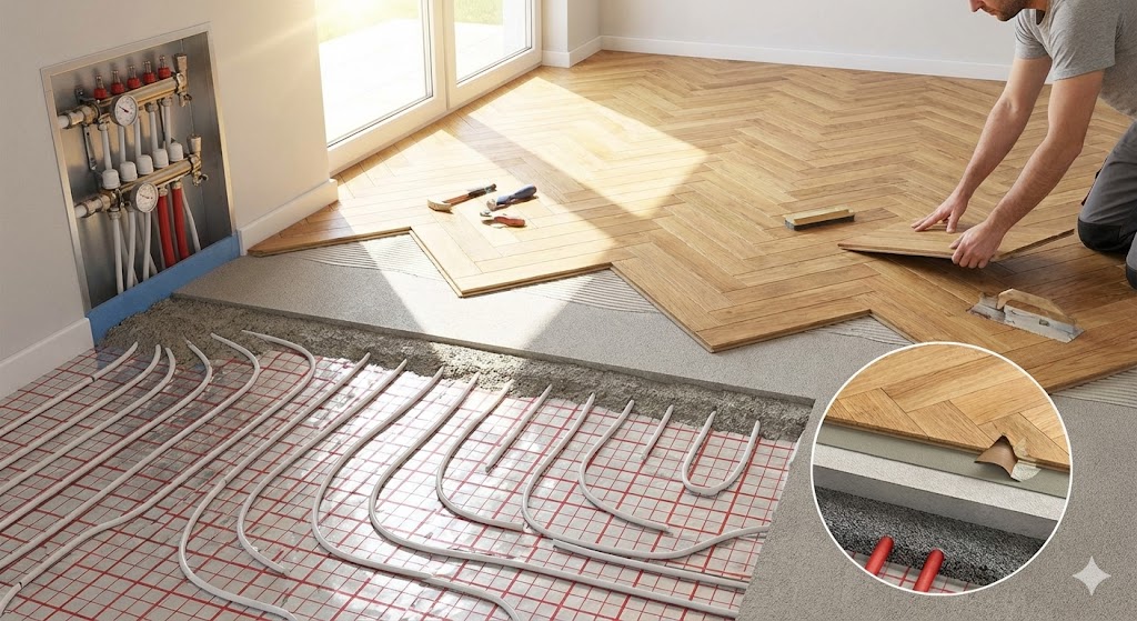 Монтаж на паркет върху подово отопление: Правила и съвети