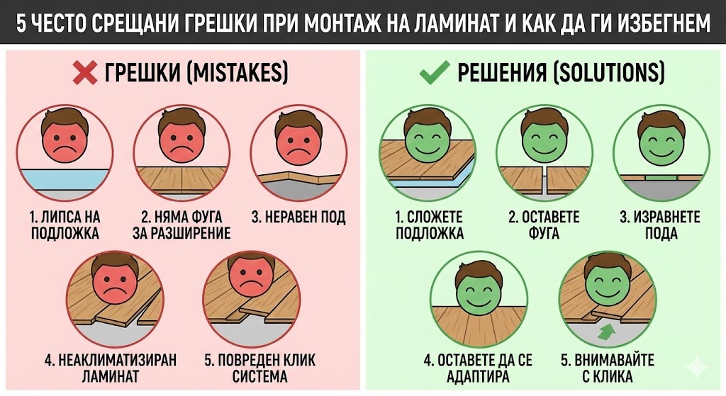 5-те най-чести грешки при монтаж на ламинат и как да ги избегнем