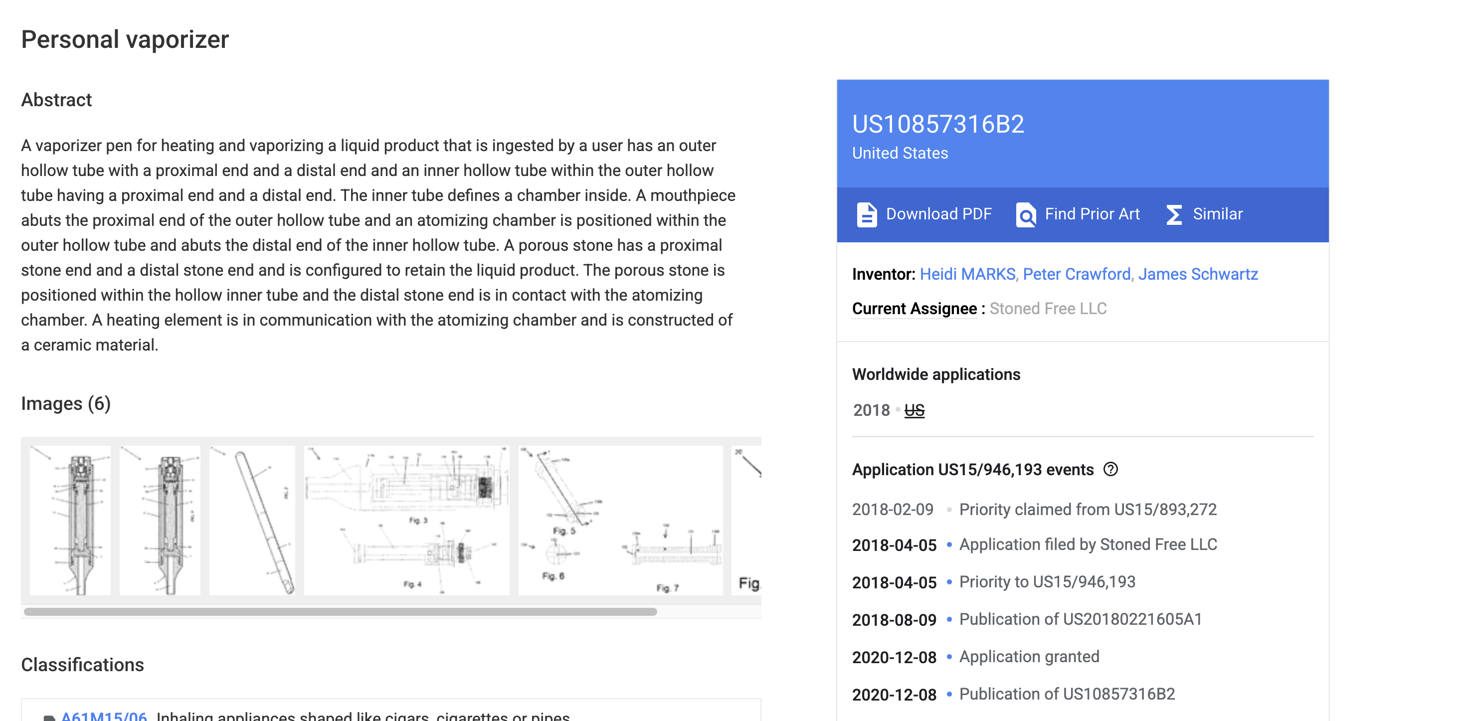 Personal vaporizer - Patent #US10857316B2