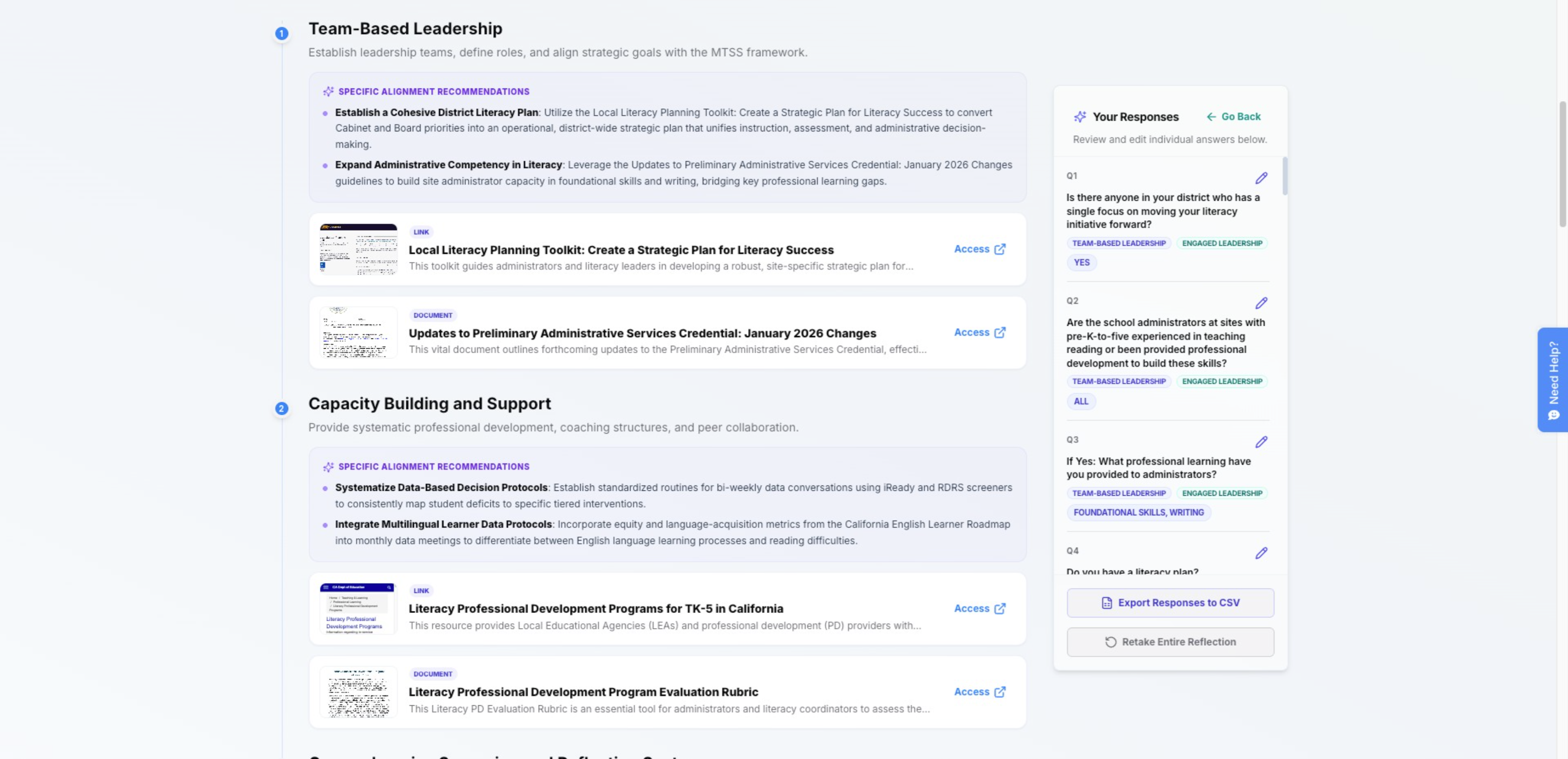 Educational Strategic Planning and Literacy Support Interface