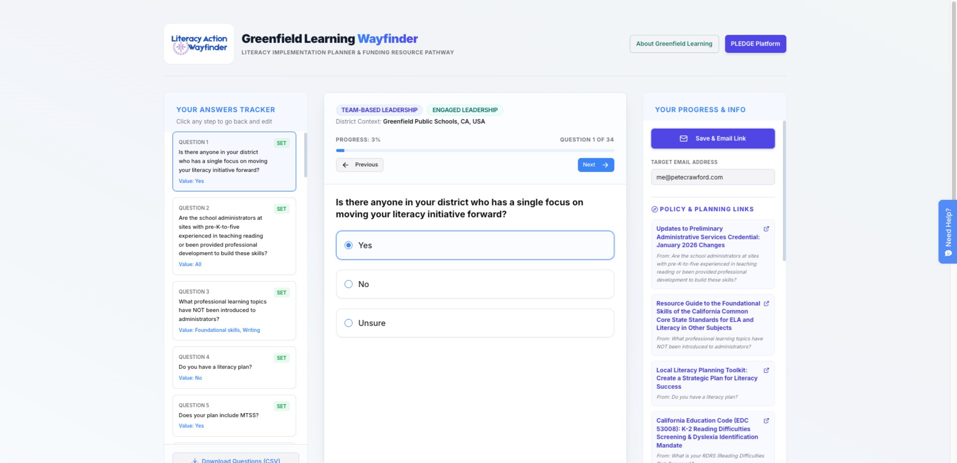 Greenfield Learning Wayfinder Literacy Implementation Planner