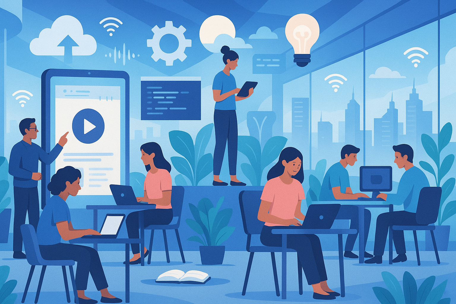 Close up of a person typing on a glowing keyboard of a laptop.