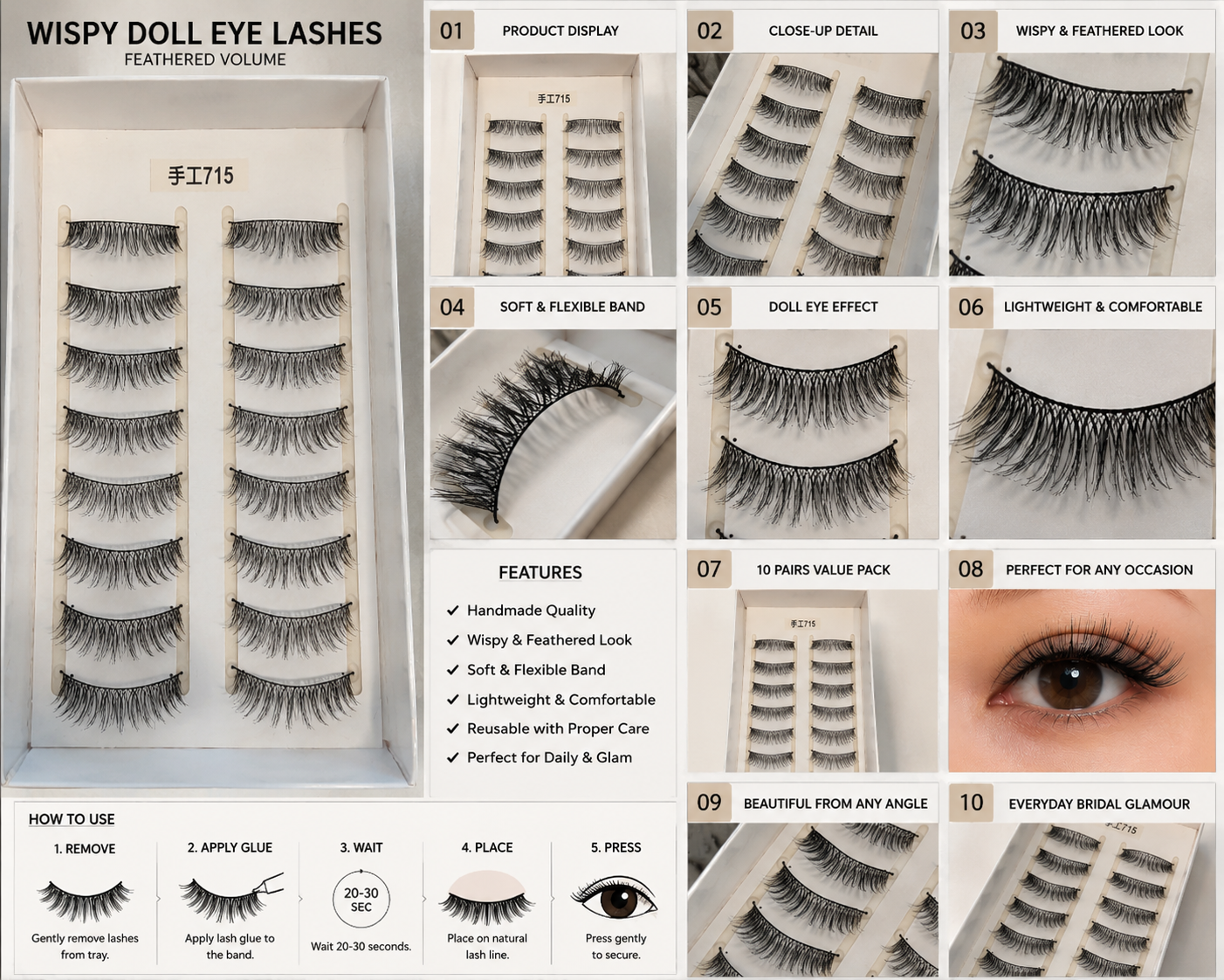 715 Airy Wispy Feather Handmade Eyelash