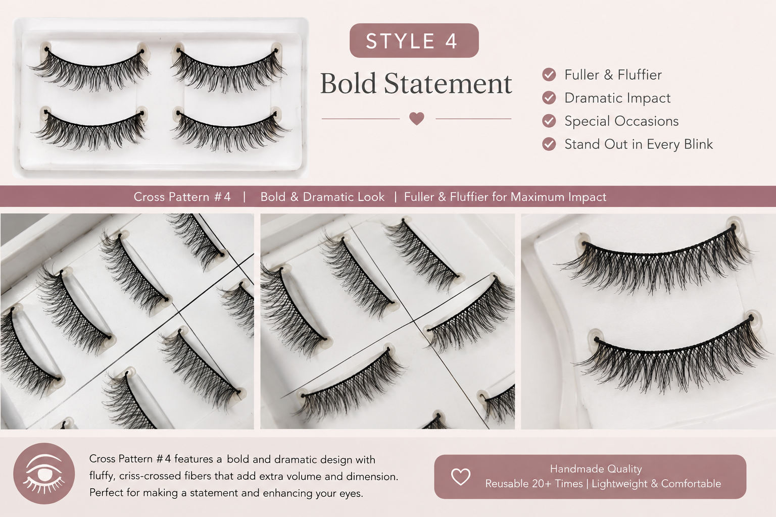 Wispy False Eyelashes Cross Pattern 4