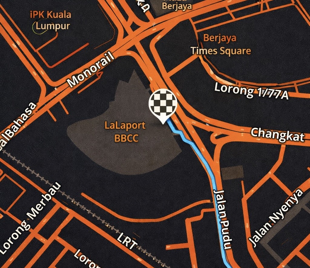 A static map showing the location of Lalaport BBCC.