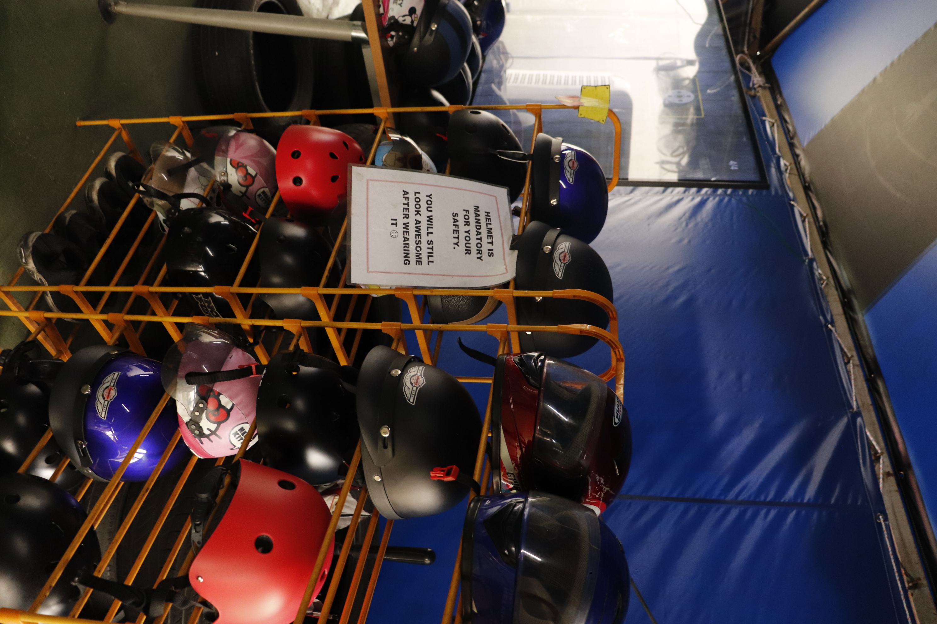 Go-karts on the track during the day.