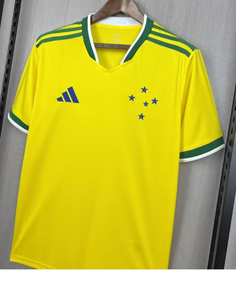 Camisa Masculina Cruzeiro Brasil  2026 - Amarelo+Verde