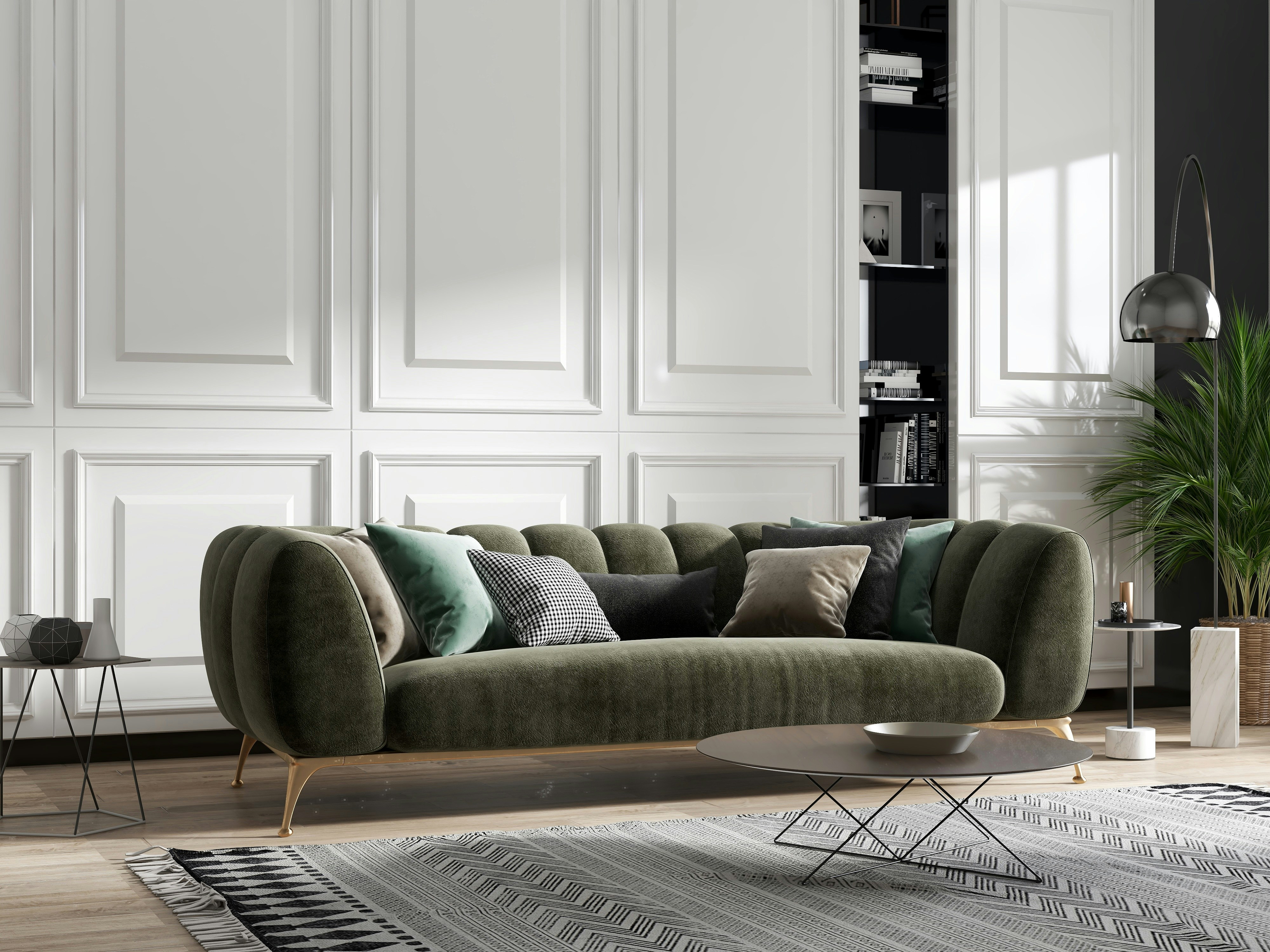 Curved Bouclé Sofa