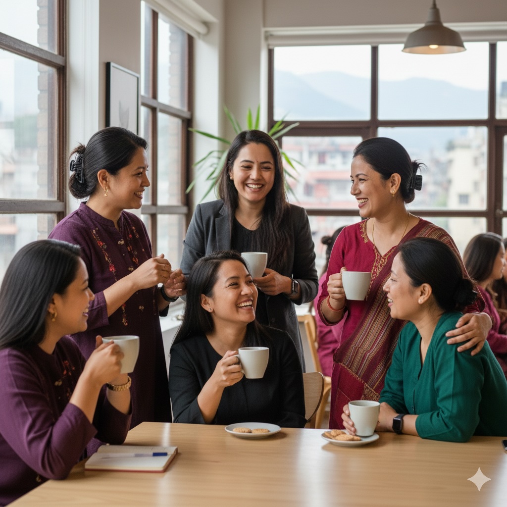 Women entrepreneurs networking during a training session.