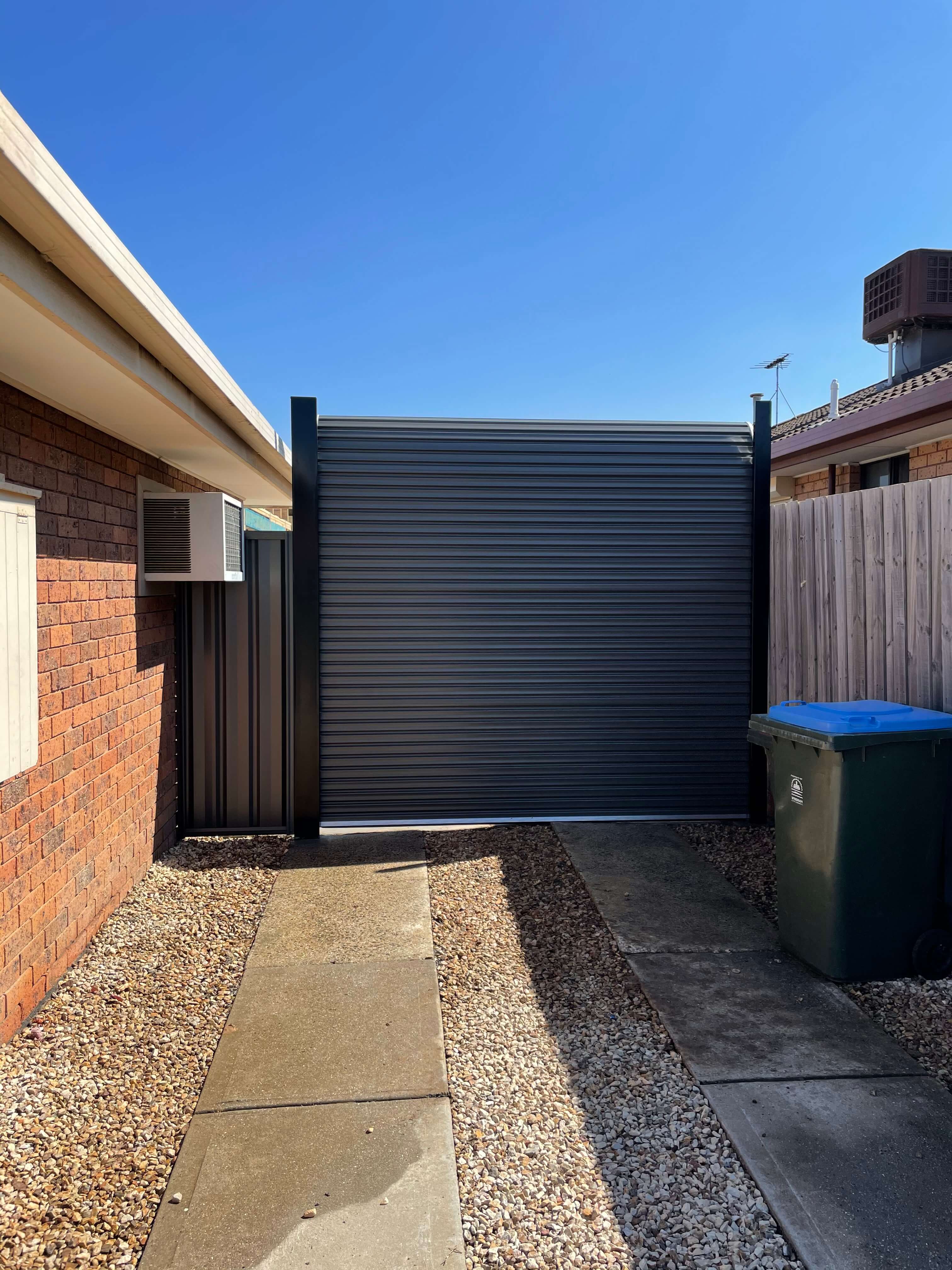 Freestanding Roller Door installation.