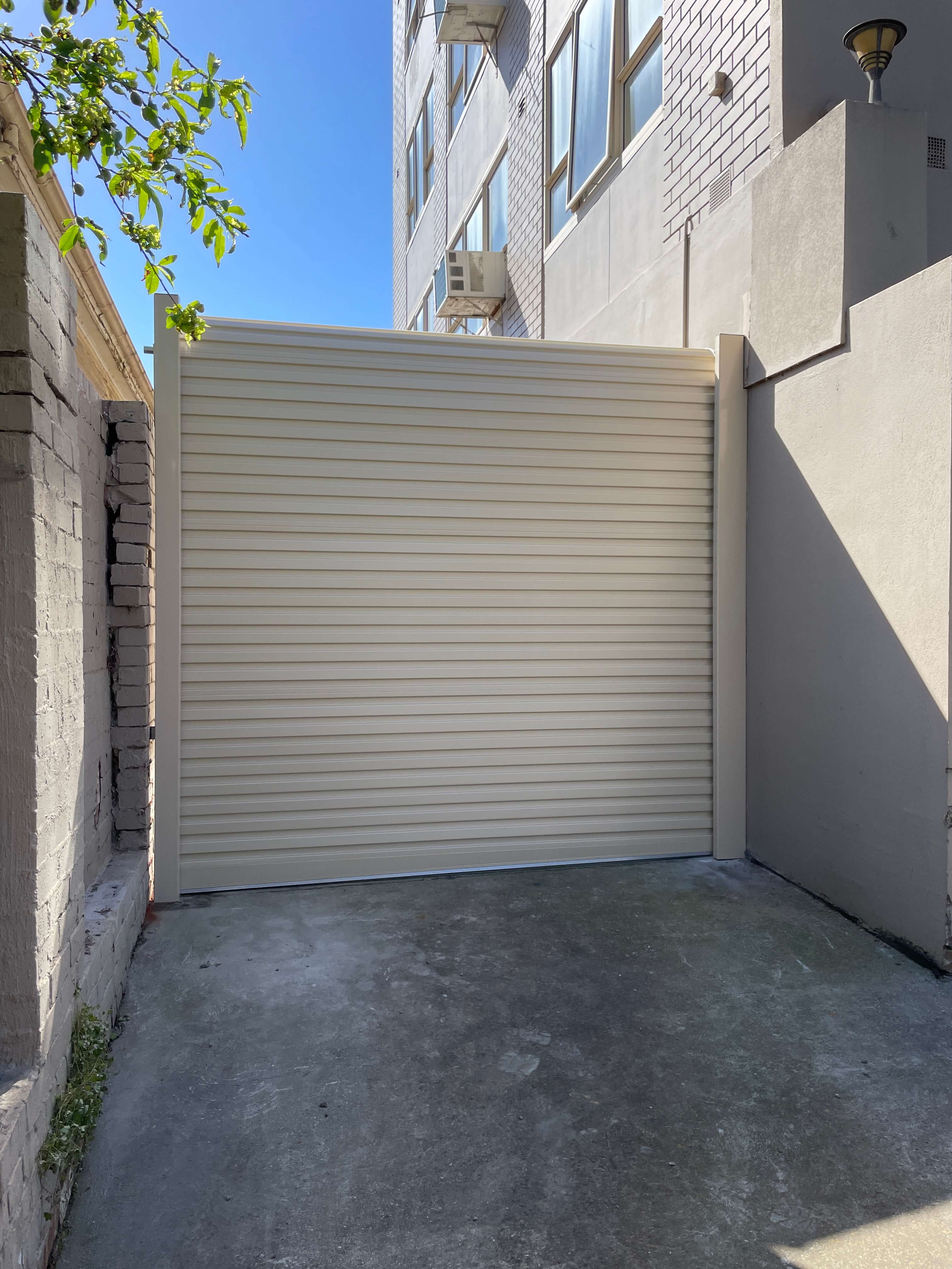 Freestanding Paperbark Roller Door.